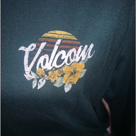 Volcom Emerald Green Forest Pine Sunset Bloom Floral Graphic Tee - Picture 5 of 16